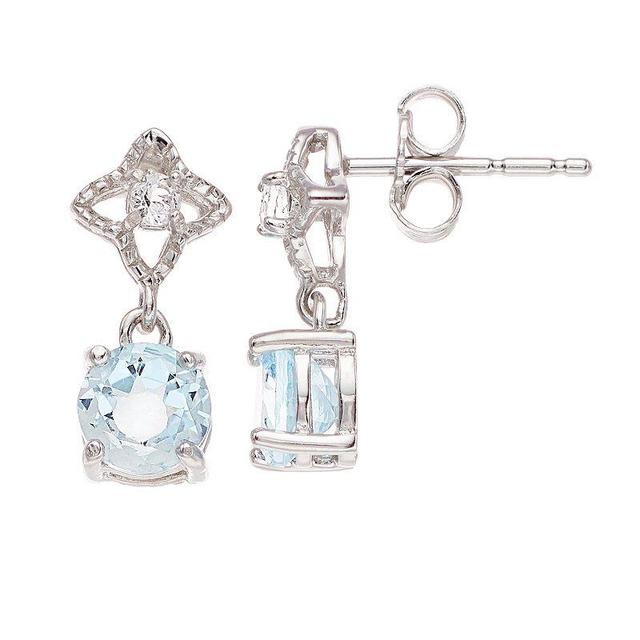 Gemminded Sterling Silver Blue & White Topaz Drop Earrings, Womens Product Image