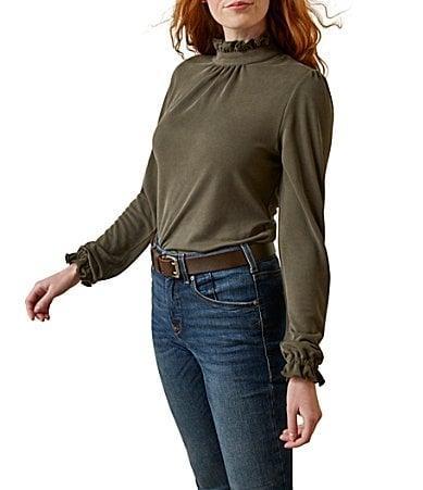 Ariat Inverness Modal Blend Long Sleeve Ruffle Trim Top Product Image