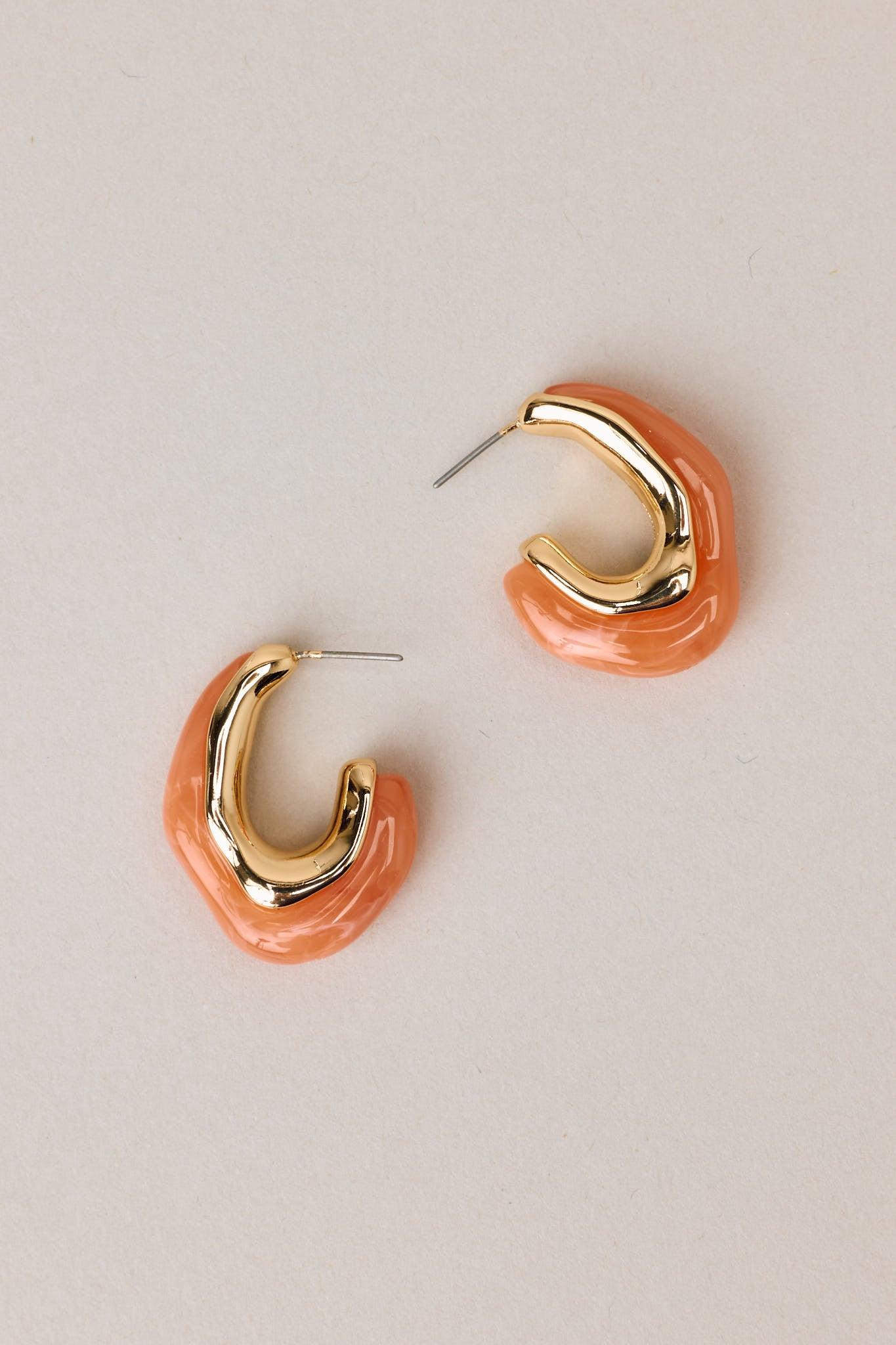 Glassy Glamour Coral Abstract Hoop Earrings Product Image