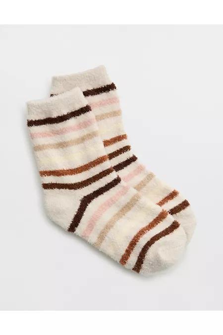 Aerie Fuzzy Sweater Striped Crew Socks Women's Product Image