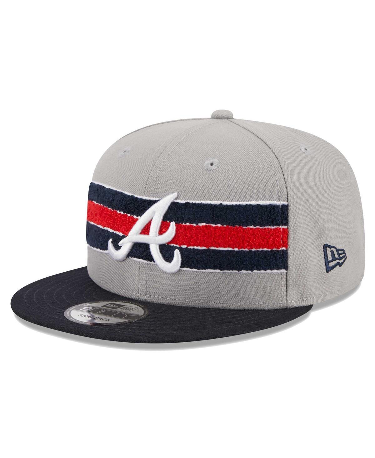 Mens New Era Gray/Navy Atlanta Braves Band 9FIFTY Snapback Hat Product Image