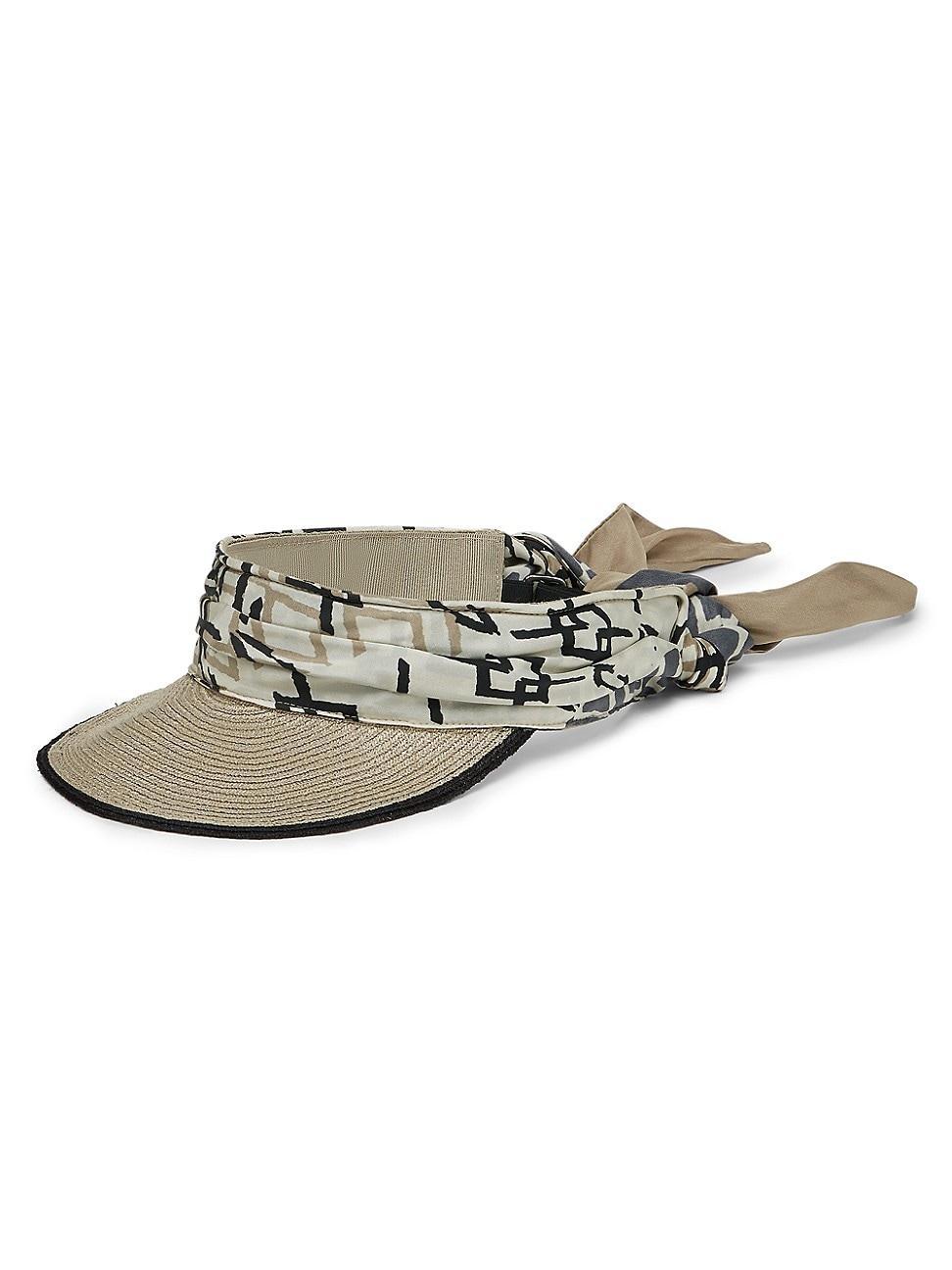 Womens Silk Ethnic Print Pongae and Hemp Visor Product Image