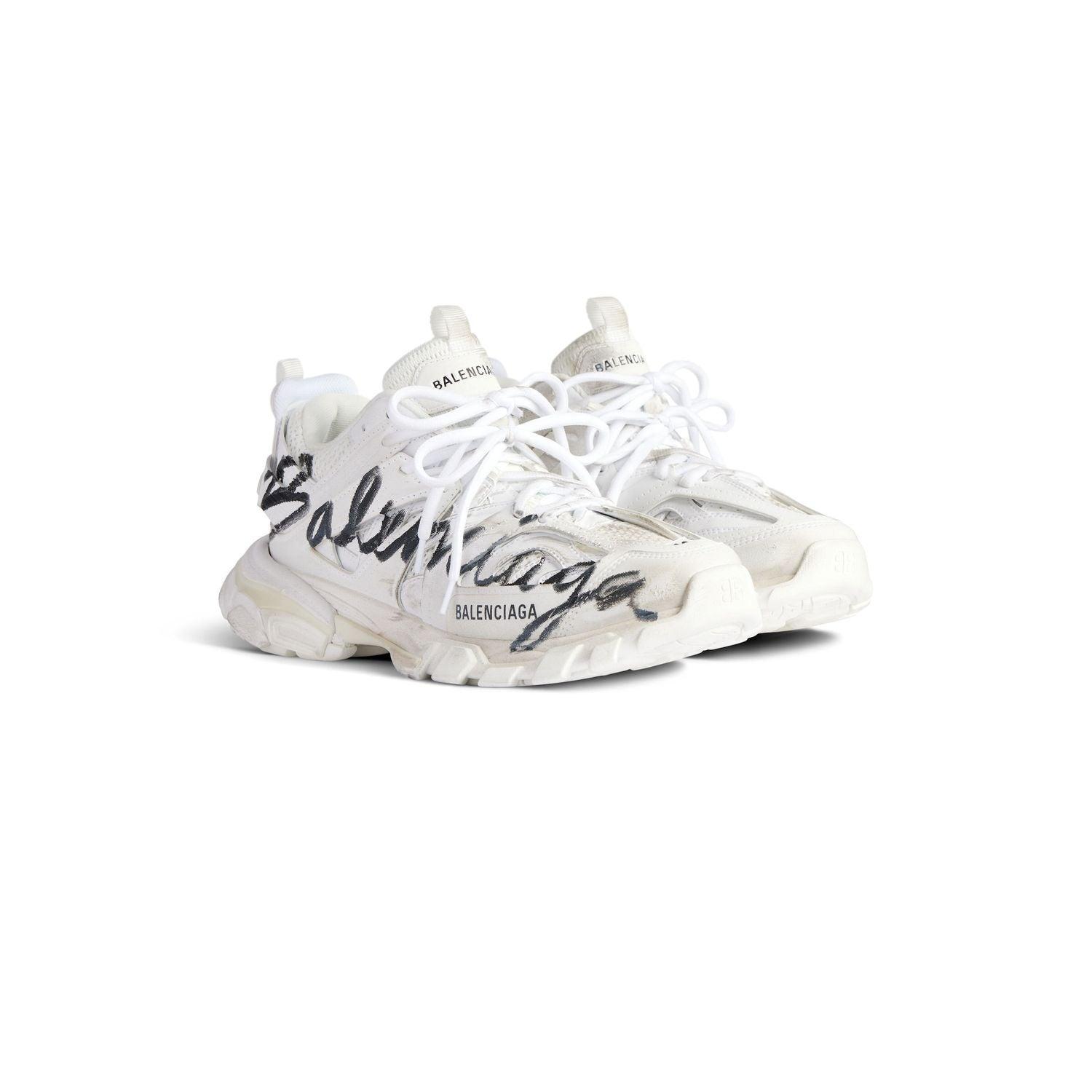 BALENCIAGA Men's Track Signature Sneakers In White Product Image