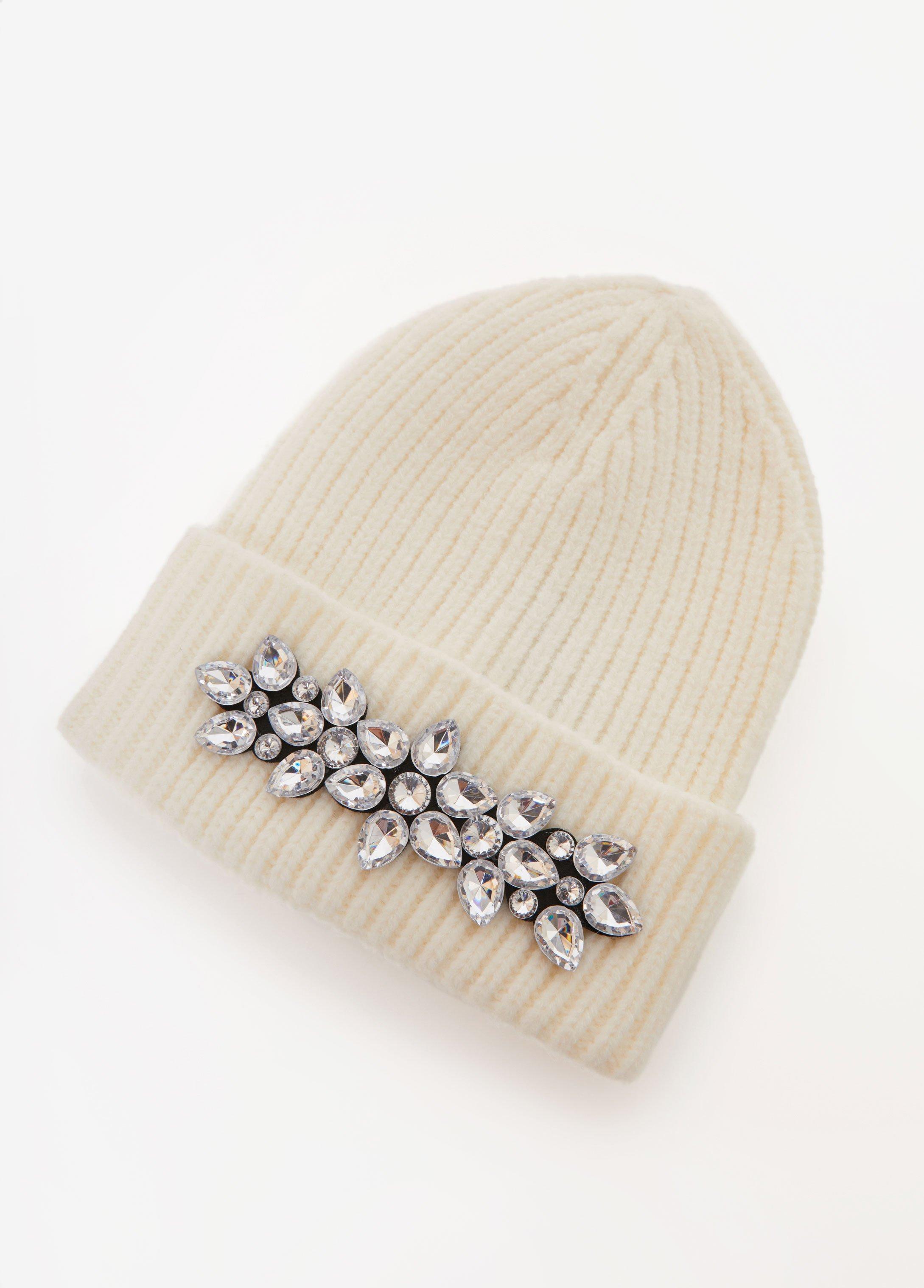 Crystal Applique Ribbed Beanie Product Image