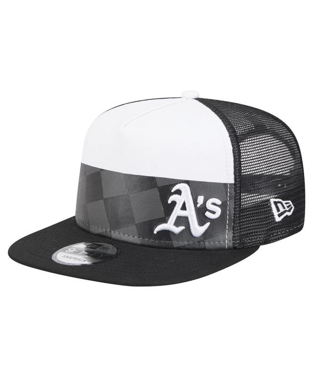 Mens New Era Oakland Athletics Checkmate Trucker 9FIFTY Snapback Hat Product Image