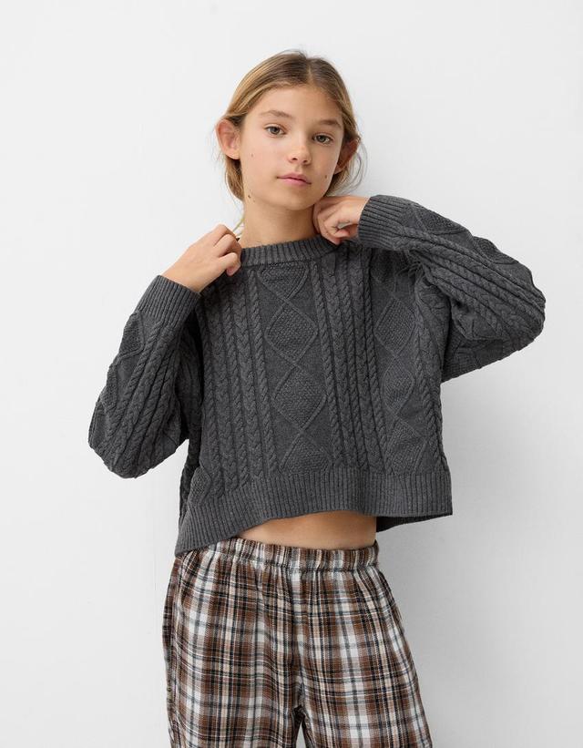 Cable-knit crew neck sweater Product Image