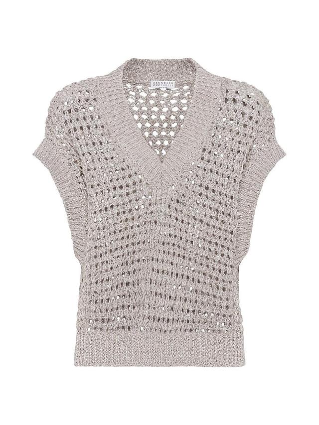 Womens Silk and Linen Rustic Dazzling Net Sweater Product Image