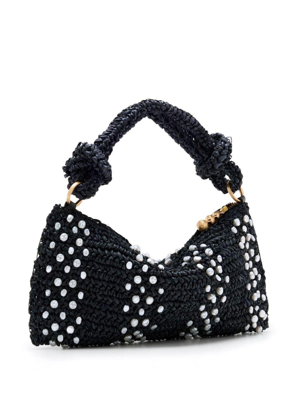 CULT GAIA Hera Nano Pearly Raffia Shoulder Bag In Black Product Image