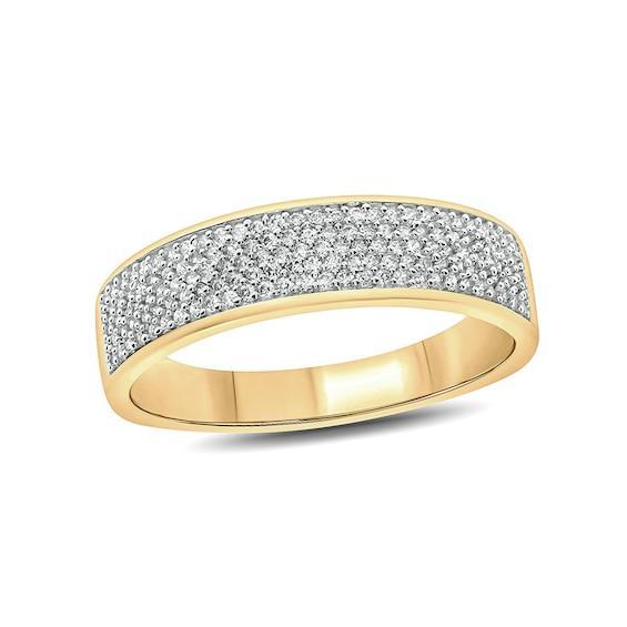 Men's 1/2 CT. T.w. Diamond Multi-Row Wedding Band in 14K Gold Product Image