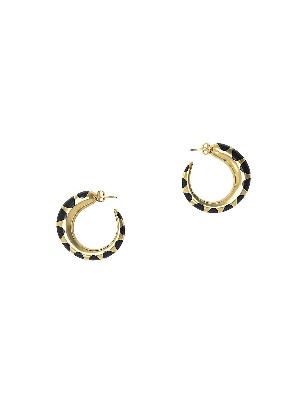 Womens Khartoum Tiny & 18K Gold Vermeil & Onyx Hoops Product Image