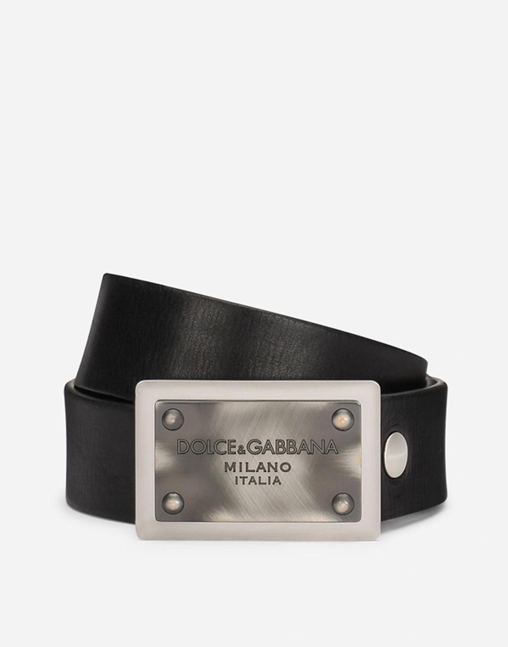 Logo-buckle Leather Belt In Black Product Image