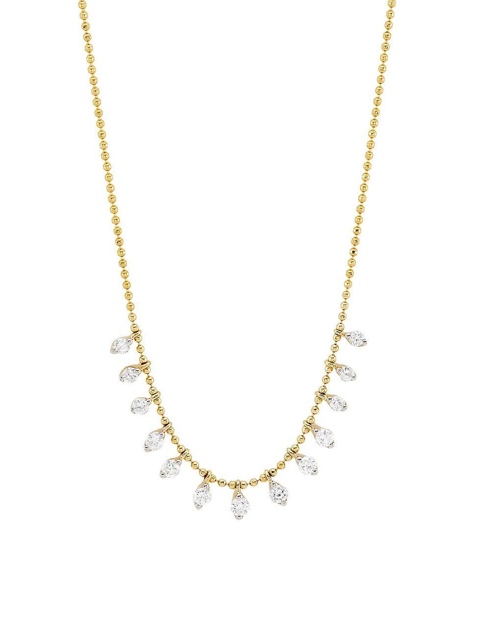 Womens 14K Yellow Gold & 0.50 TCW Diamond Station Necklace Product Image