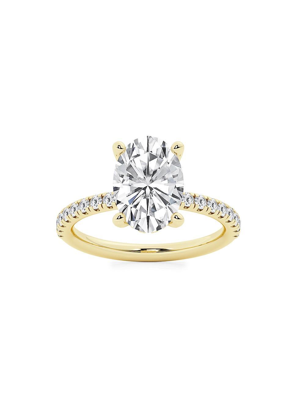 Womens 14K Yellow Gold & Oval Lab-Grown Diamond Hidden Halo Ring/0.80-3.41 TCW Product Image