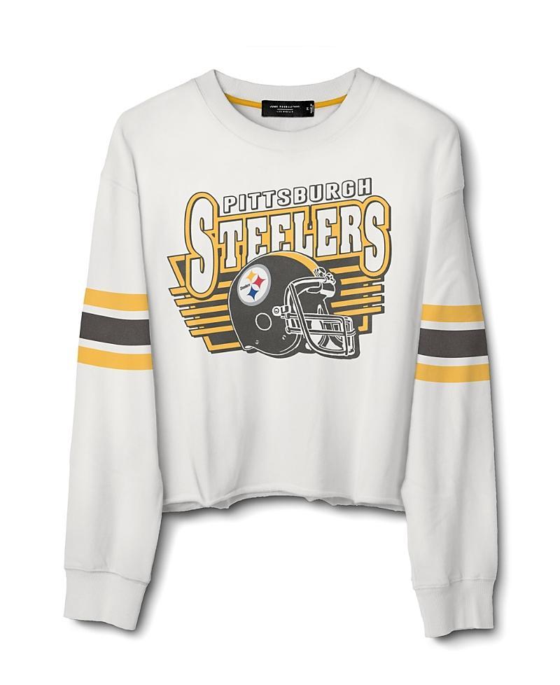 Junk Food Clothing Womens Nfl Pittsburgh Steelers Kickoff Crop Crew Fleece Sweatshirt Product Image