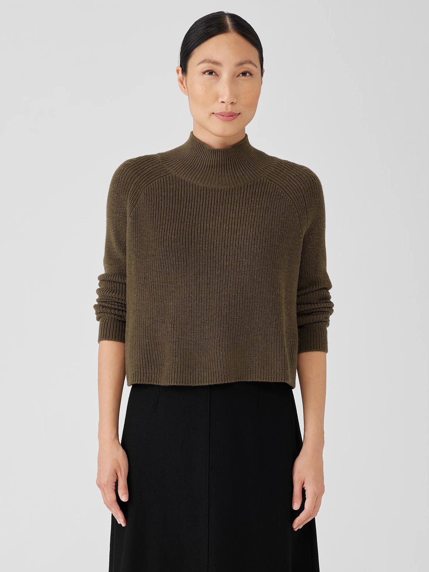 Merino Cropped Turtleneck Top in Regenerative Wool Product Image