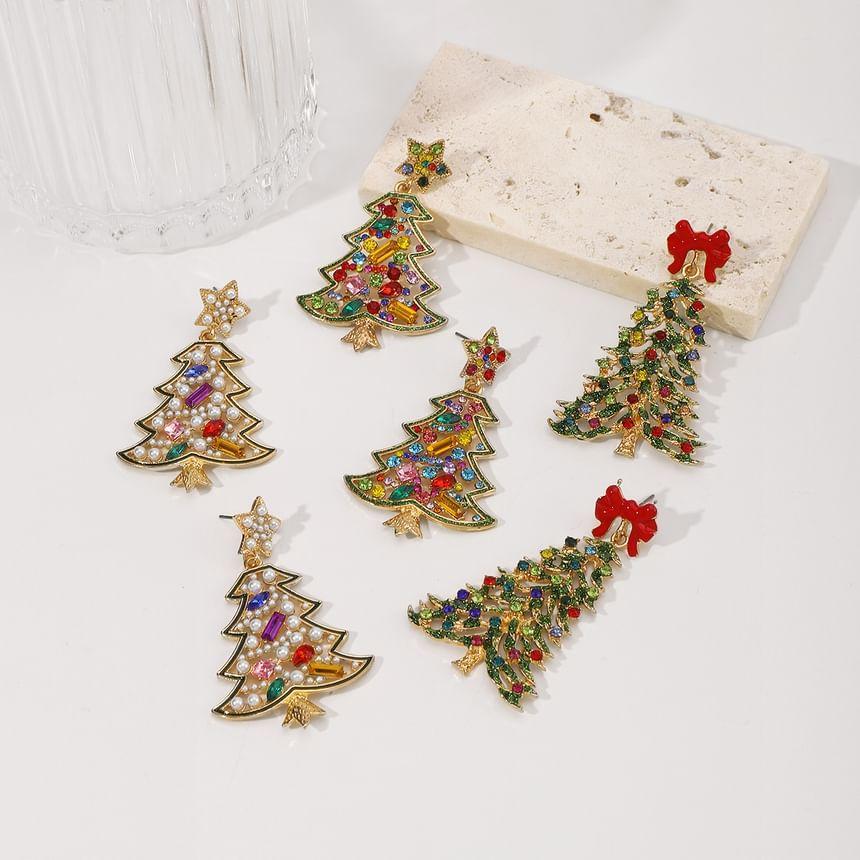 Rhinestone Christmas Tree Drop Earring Product Image