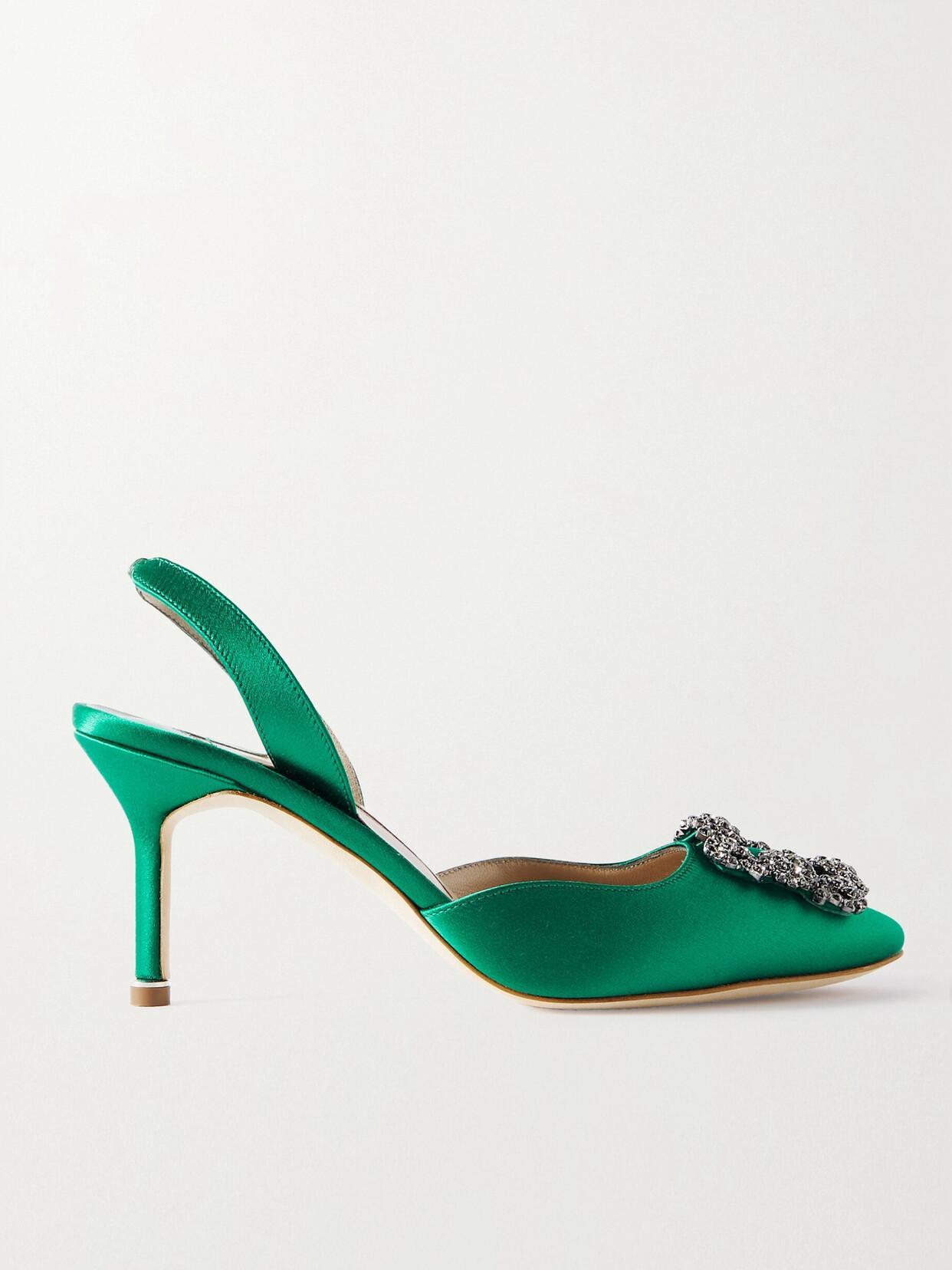 Hangisli 70 Satin Slingback Pump In Green Product Image