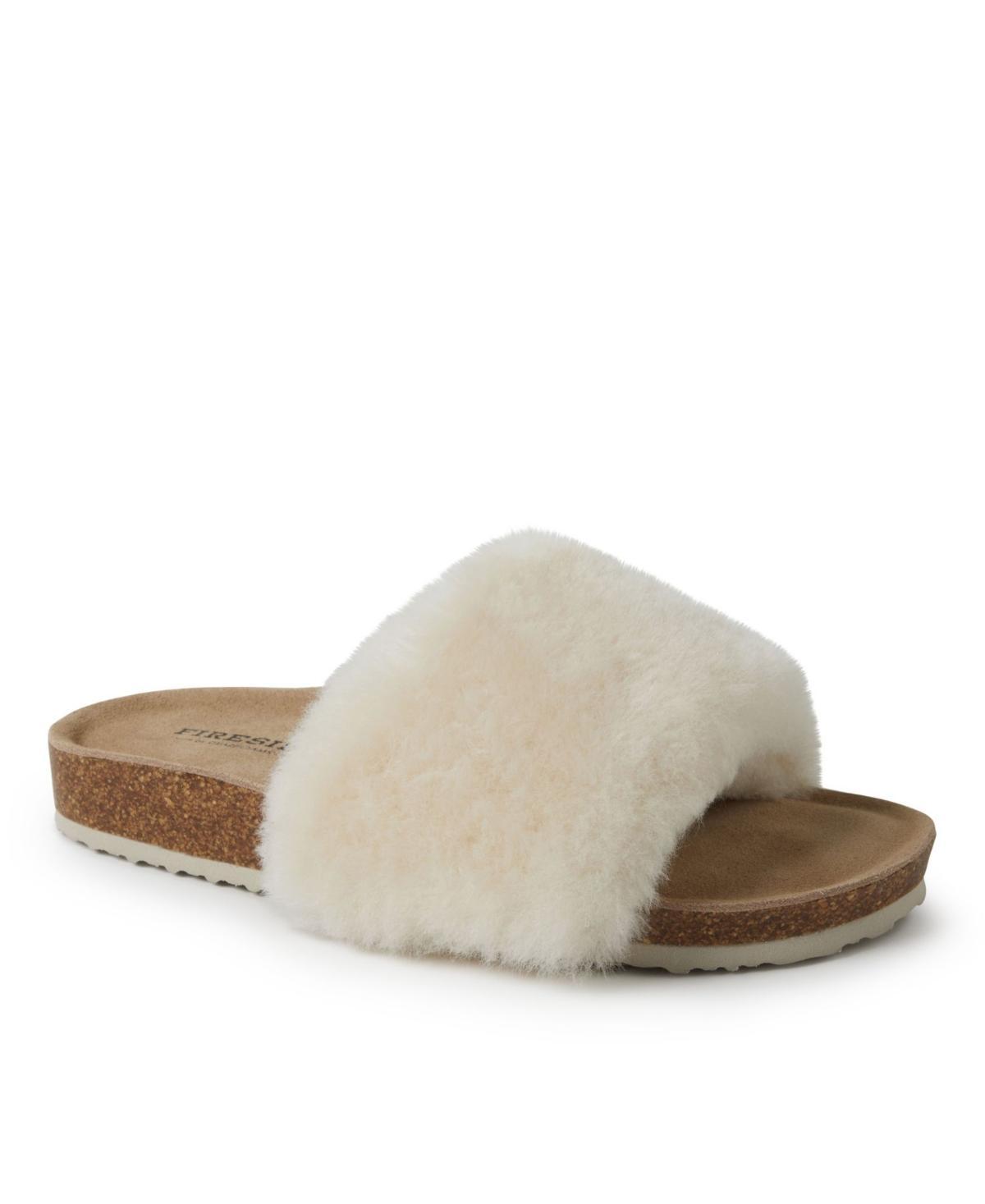 Fireside By Dearfoams Womens Canberra Cork Footbed Shearling Slides Product Image