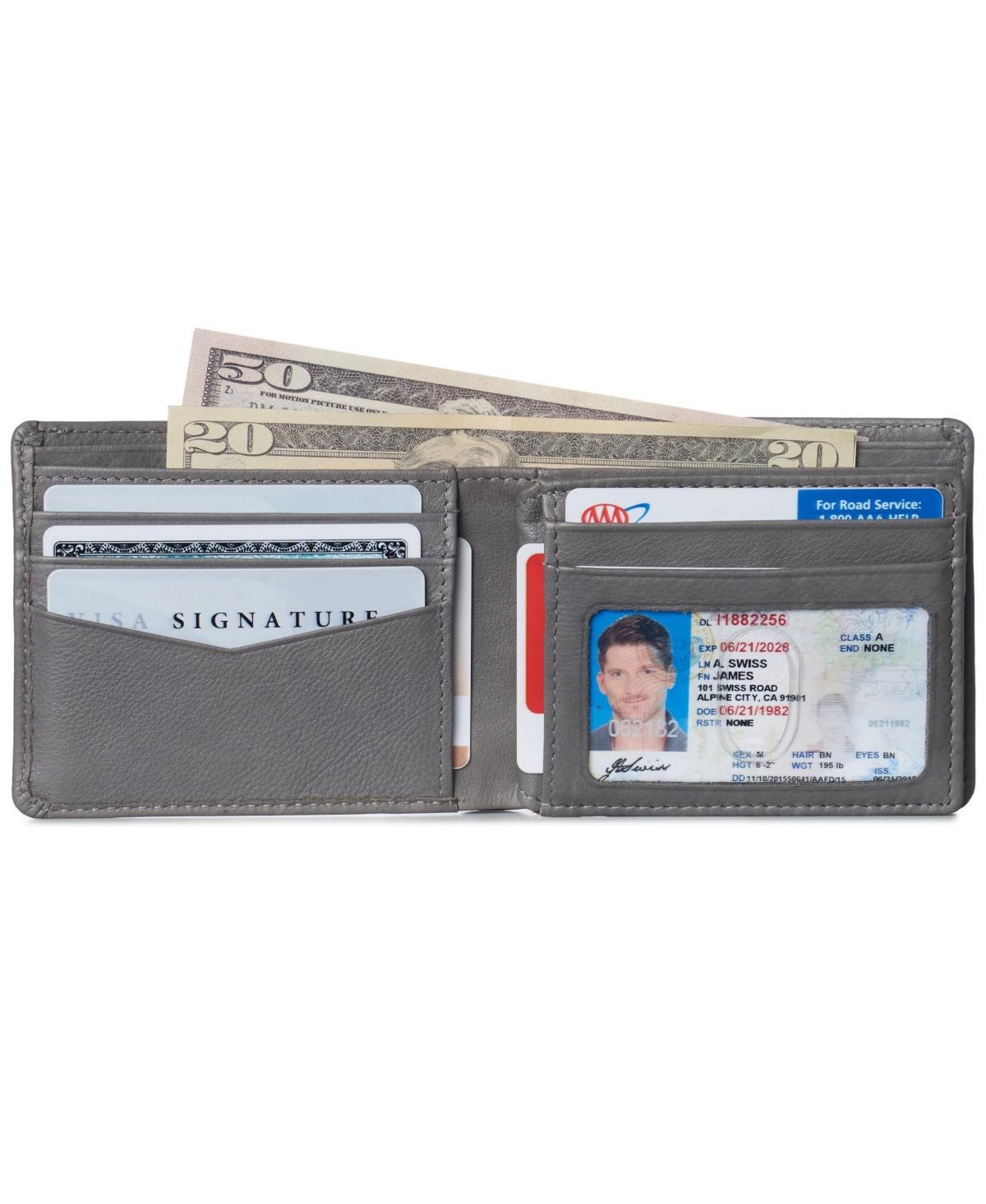 Alpine Swiss Mens Leather Rfid Bifold Wallet 2 Id Windows Divided Bill Section Product Image