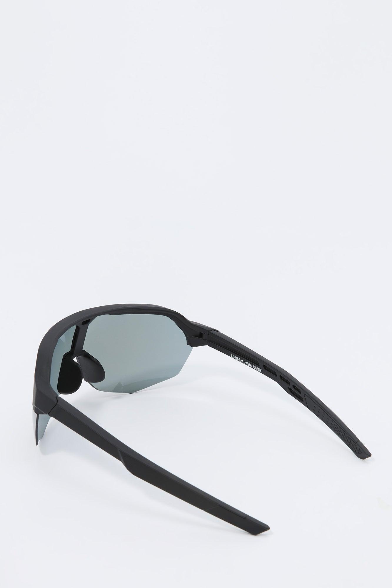 Rimless Curved Shield Sunglasses Male Product Image