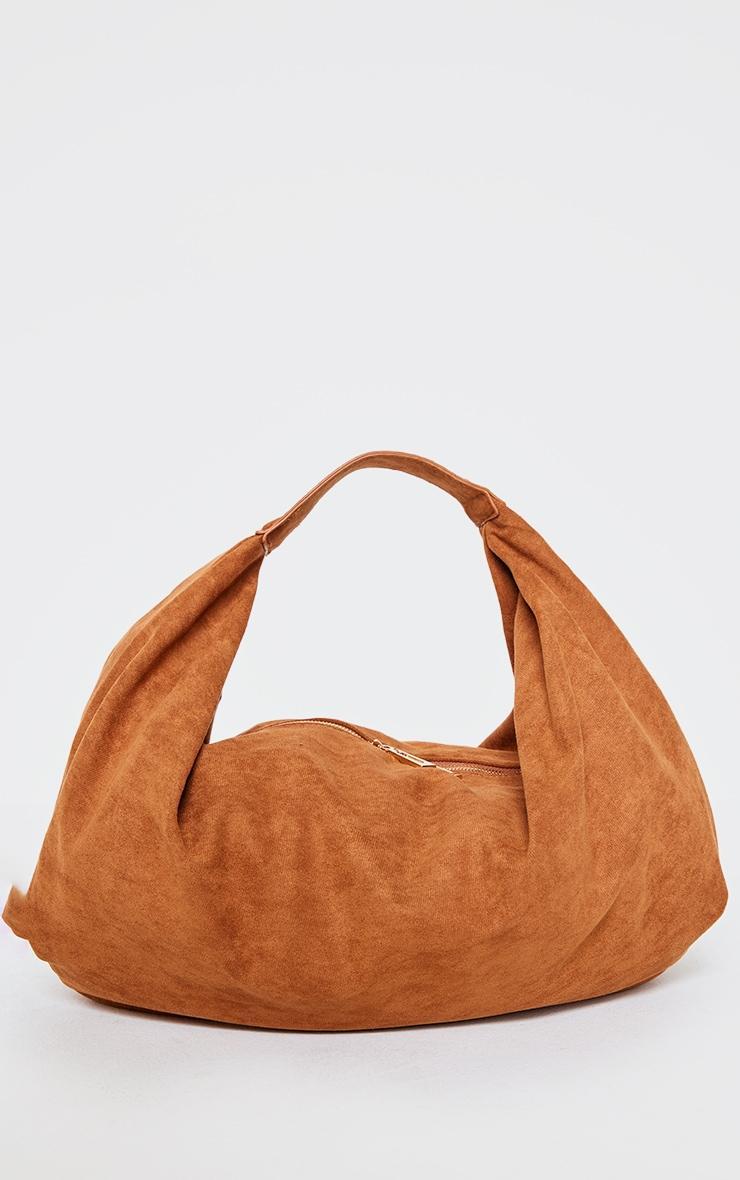 Tan Faux Suede Super Slouchy Tote Bag Product Image