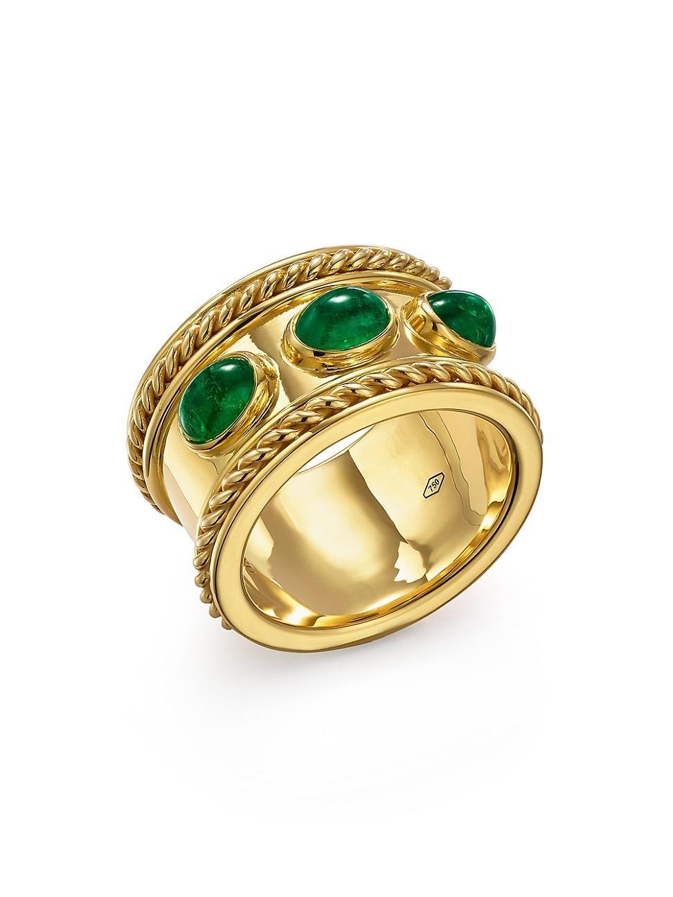 Womens Florence96 18K Yellow Gold & Emerald Braided Band Ring Product Image