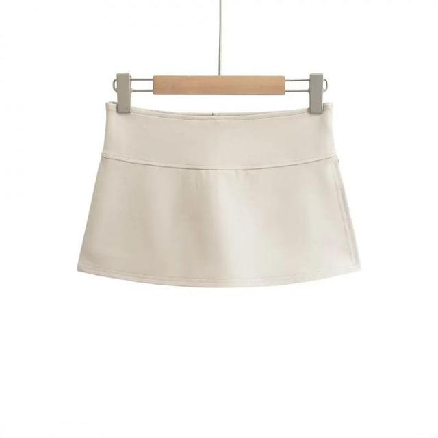 High Rise Plain A-Line Mini Skirt Product Image