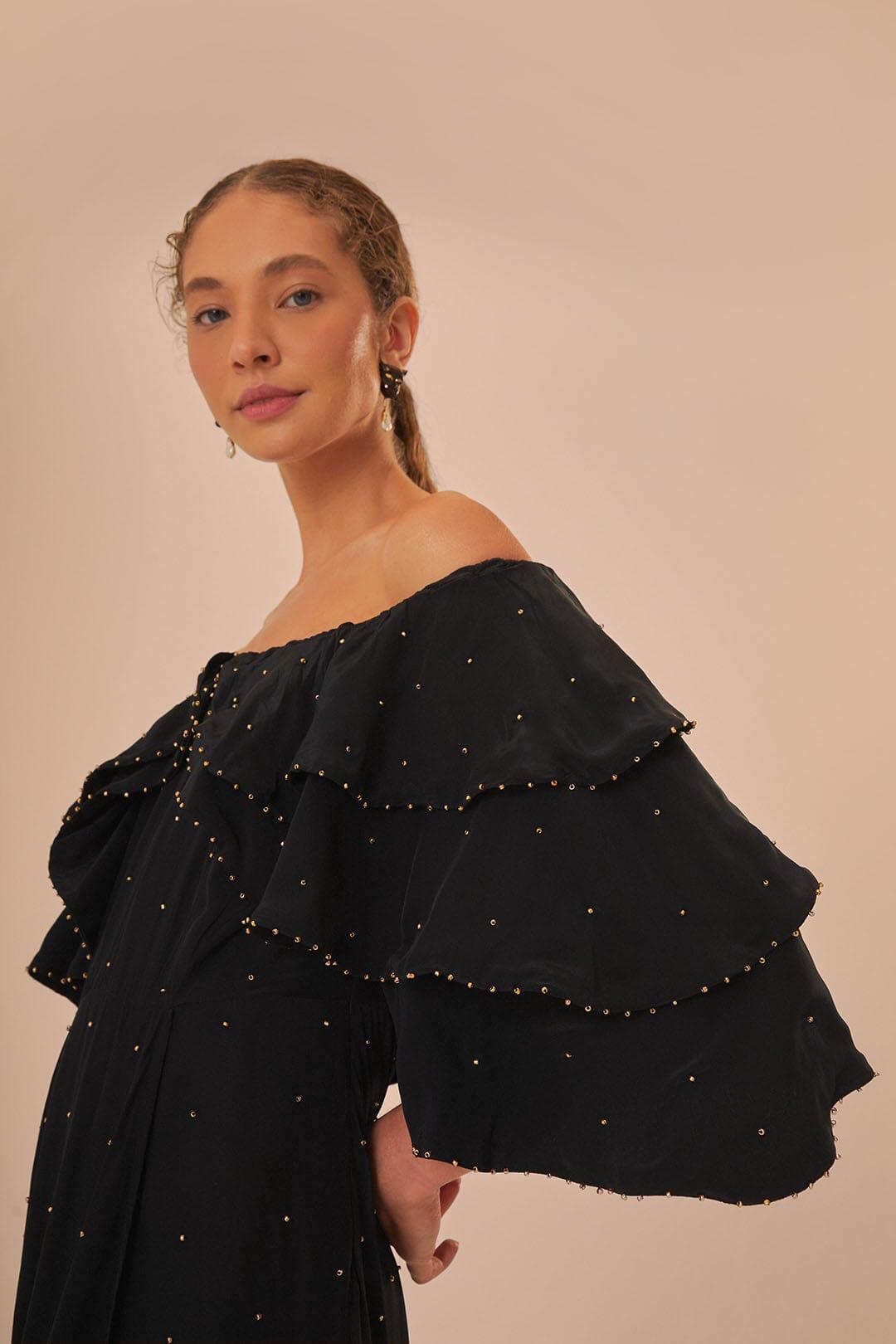 Black Off-Shoulder Maxi Dress Product Image