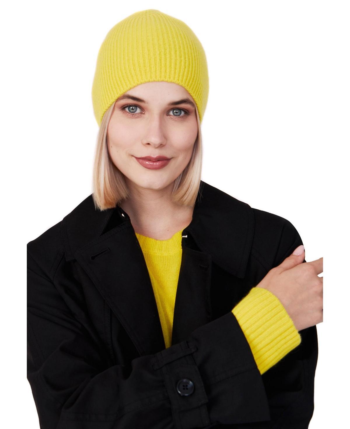 Style Republic Womens 100% Pure Cashmere Fully Ribbed Beanie Product Image