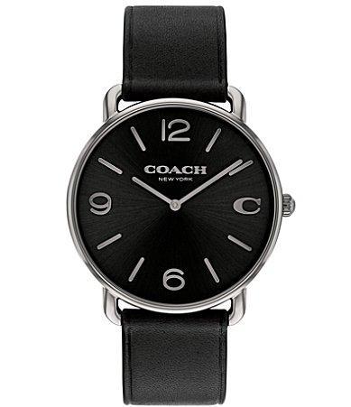 COACH Mens Elliot Quartz Analog Black Leather Strap Watch Product Image