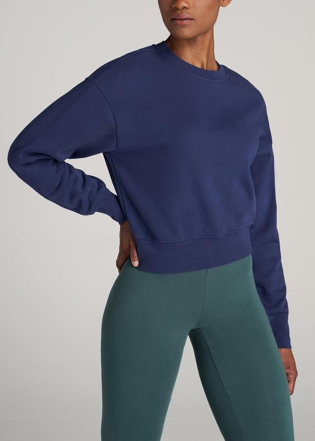 Wearever Fleece Cropped Crew Women's Tall Sweatshirt in Midnight Blue Female Product Image