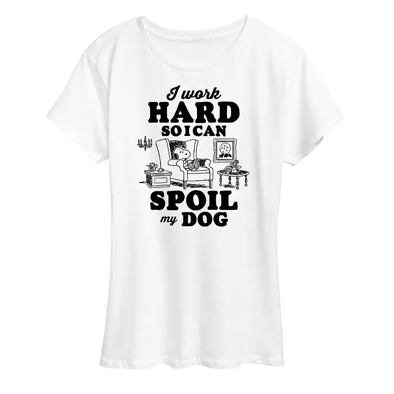 Womens Peanuts Snoopy Work To Spoil My Dog Graphic Tee Product Image