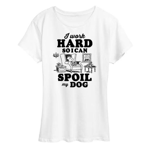 Womens Peanuts Snoopy Work To Spoil My Dog Graphic Tee Product Image