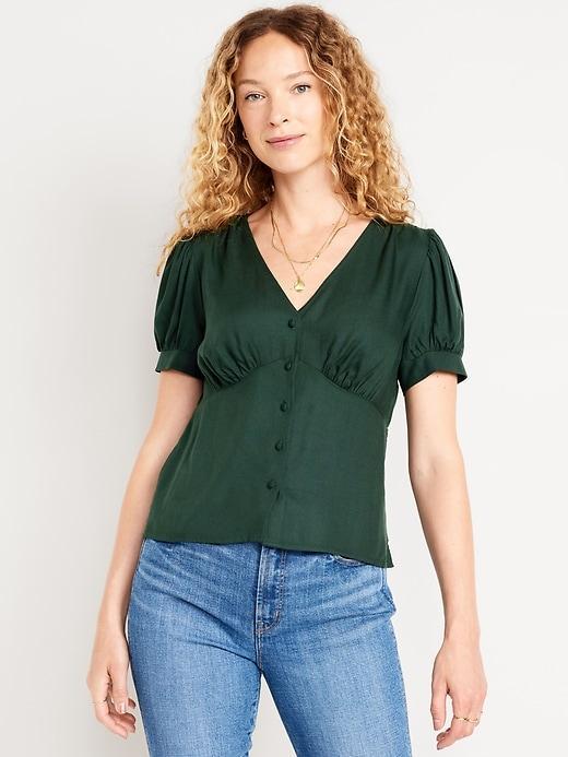 Waist-Defined Crepe Top Product Image