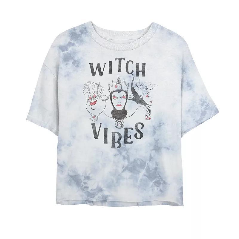 Juniors Disney Three Evil Villains Witch Vibes Bombard Wash Crop Graphic Tee, Womens Product Image