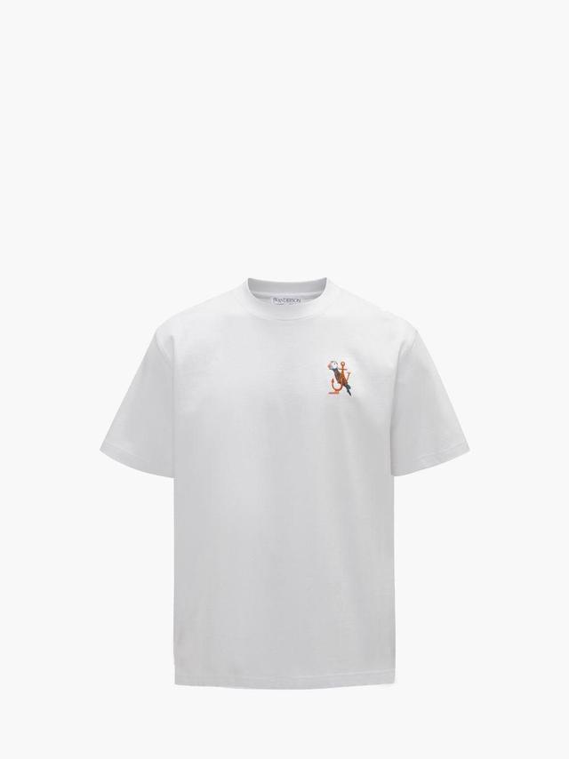 T-SHIRT WITH PUFFIN EMBROIDERY in white | JW Anderson US  Product Image