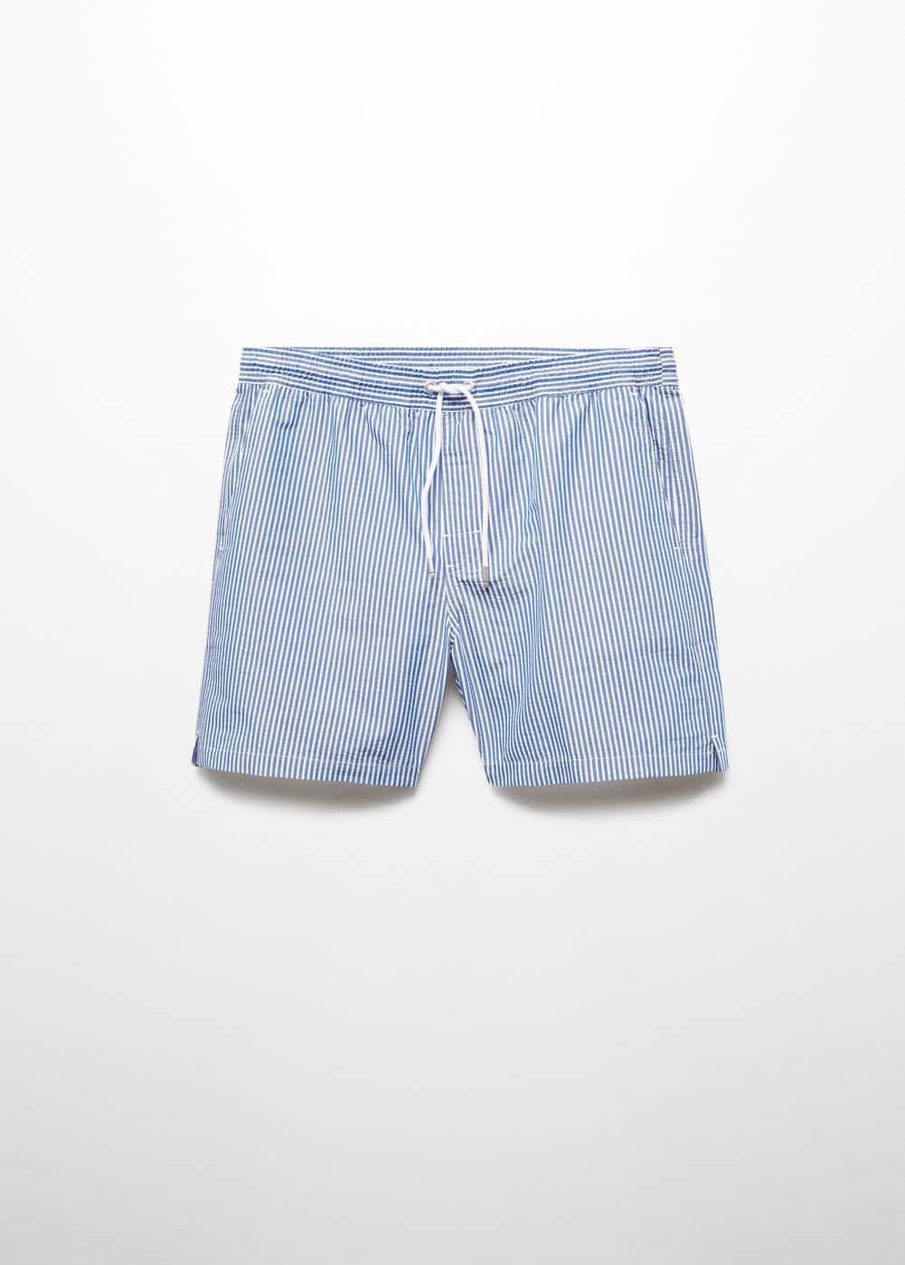 Seersucker striped drawstring swimsuit - Men | MANGO USA Product Image