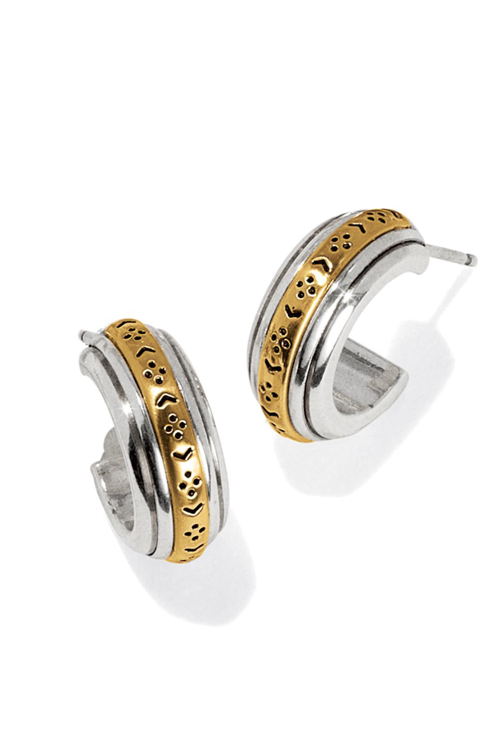 Mosaic Two Tone Mini Hoop Post Earrings Product Image