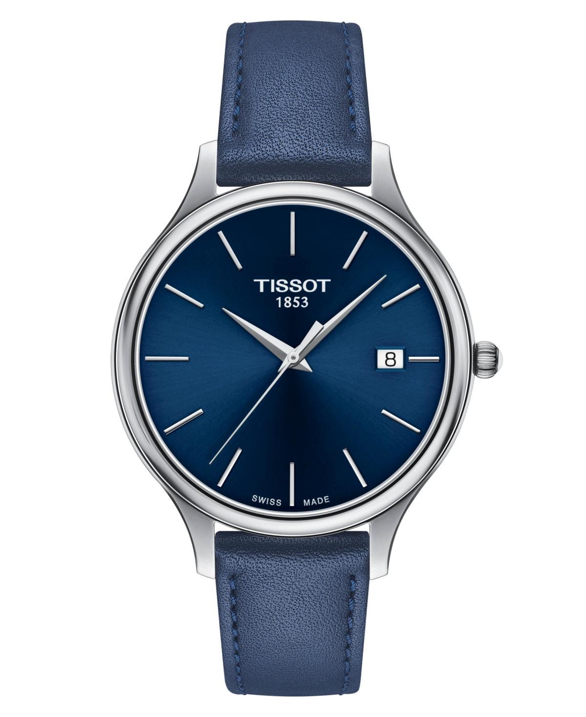 Tissot Womens Swiss Bella Ora Blue Leather Strap Watch 38mm Product Image