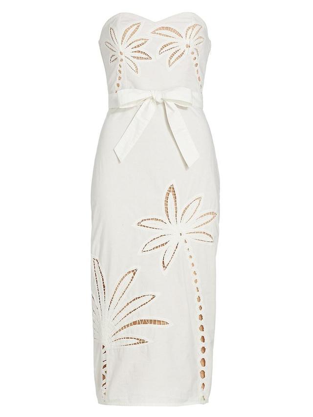 Womens Lani Strapless Embroidered Cotton Midi-Dress Product Image