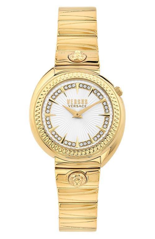 Versus Versace Womens Tortona Crystal 2 Hand Quartz Black Genuine Leather Watch, 38mm Product Image