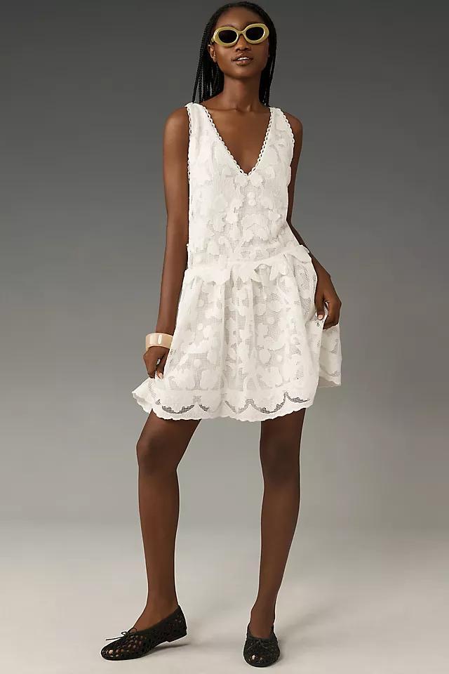 By Anthropologie Sleeveless V-Neck Lace Swing Mini Dress Product Image