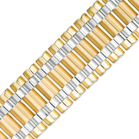 Men's 16.0mm Multi-Row Link Chain Bracelet in Hollow 10K Two-Tone Gold - 8.5" Product Image