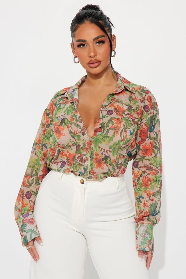 Seasonal Bloom Floral Shirt - Taupe/combo Product Image