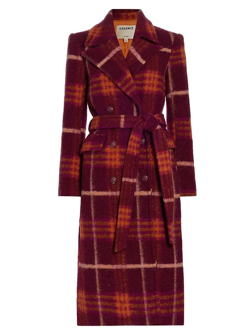 Womens Olina Plaid Wool-Blend Trench Coat Product Image