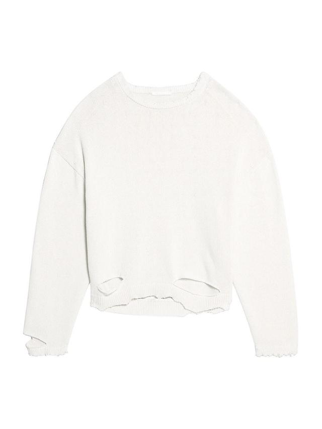 Mens Distressed Cotton Crewneck Sweater Product Image