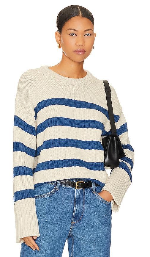 White + Warren Striped Crewneck in Beige. Size S. Product Image