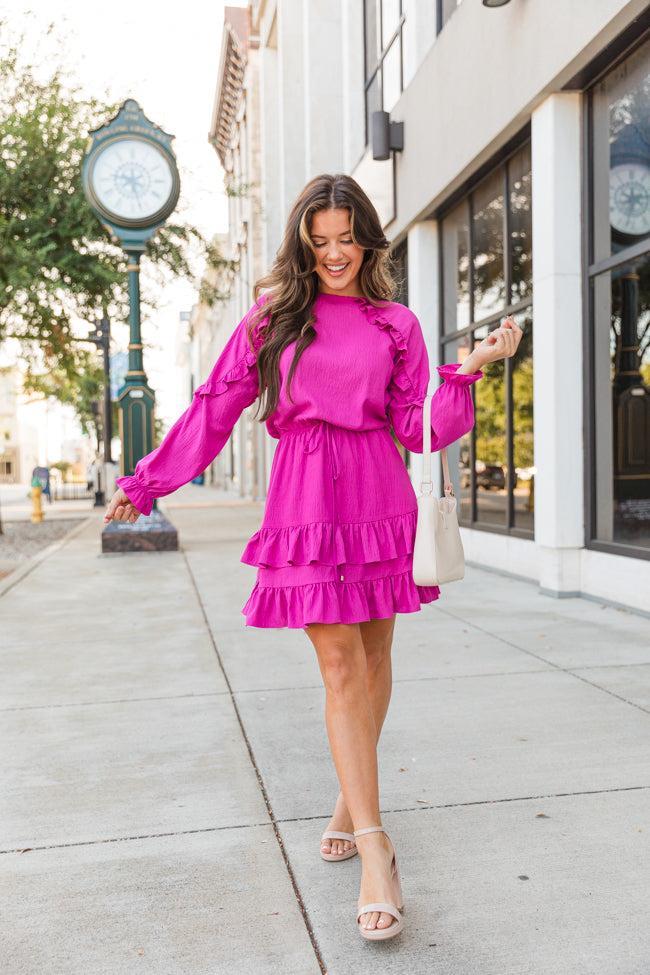 Pinch Me Pink Ruffle Detail Mini Dress Product Image