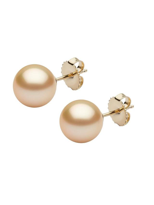 Womens 14K Yellow Gold & 10-11MM Golden South Sea Pearl Stud Earrings Product Image