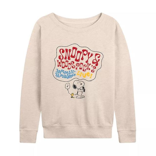 Womens Peanuts Snoopy & Woodstock Singing Slouchy Graphic Sweatshirt, Girls Brown Product Image